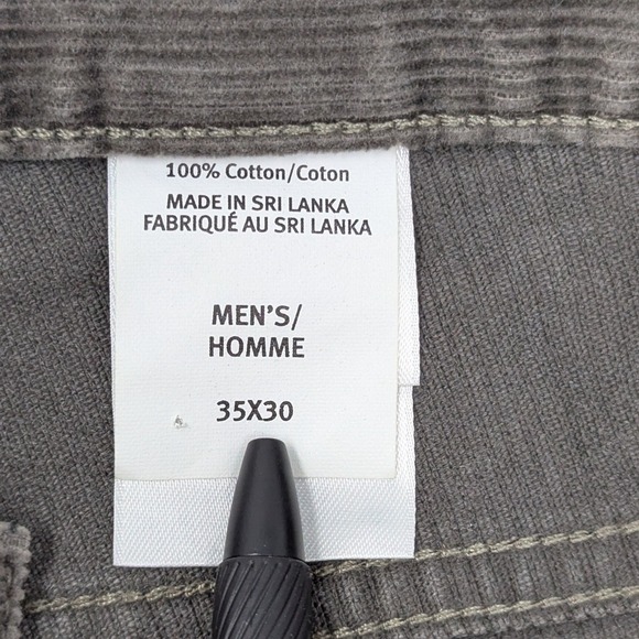 Eddie Bauer Mens Corduroy Pants Grey Straight Leg 100% Cotton 35x30 D3753725 - Picture 6 of 14